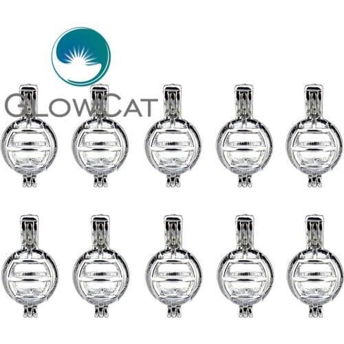 10x K454 Lovely Volleyball Pearl Cage Pendant Making Beads Cage Essential Oil Diffuser Fit Ornaments Jewelry Wholesale