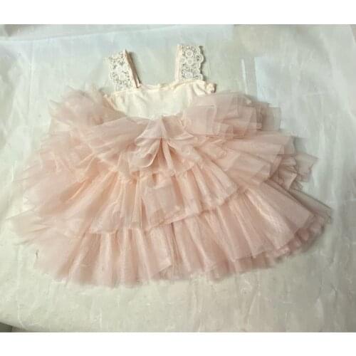 2020 Summer New Baby Girl Flower Princess Dress Little Girls Clothing Elegant 3 Layers Yarn Kids Cake Dress Fashion Sweet