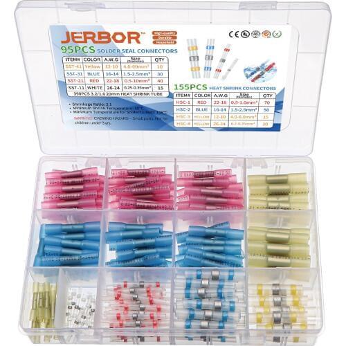 250/300/500/640/800pcs Insulated Heat Shrink Butt Connector Wire Splice Crimp Terminals Soldered Seal Connectors Waterproof