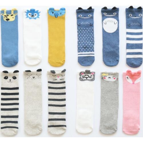 3 pairs / lot Cartoon Fox Child Knee Socks Baby Baby Boy Socks Animal Baby Soft Cotton Socks 0-2 Years Old