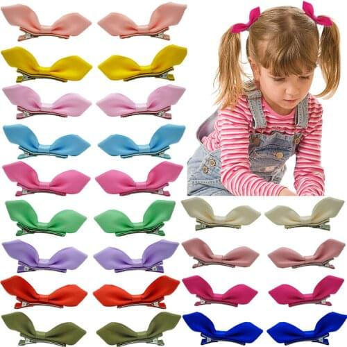 40pcs Rabbit Hair Bows Alligator Clips for Baby Girls Hair Barrettes 20 Colors Headwear Toddlers Hairclips Kids Hair Accessories