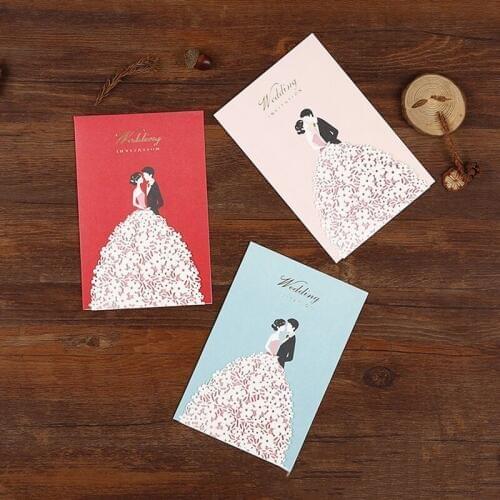 50 pieces/lot) Bride & Groom Pink Red Wedding Invite Card Laser Cut Flower Customized Print Marriage Decor Invitations IC112