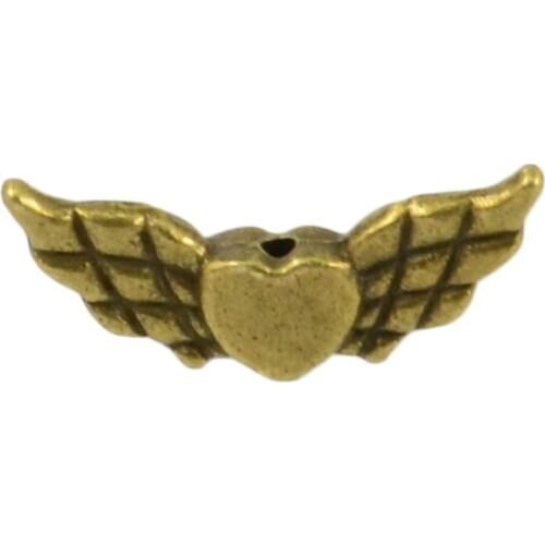 50pcs LoveHeart Angel Wings Charm Pendant Jewelry Finding DIY Beads Findings