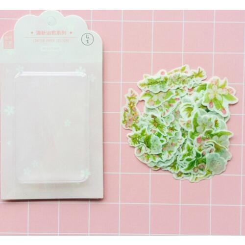 60 Sheets /Pack Fresh Spring Green Leaf Flowers Washi Paper Decorative Stickers Label Sticker