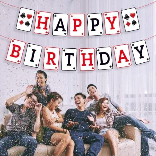 BA282 Hollywood Pocker Game Theme Design Happy Birthday Banner Welcome To Las Vegas Party Banners for Kids Birthday Banners