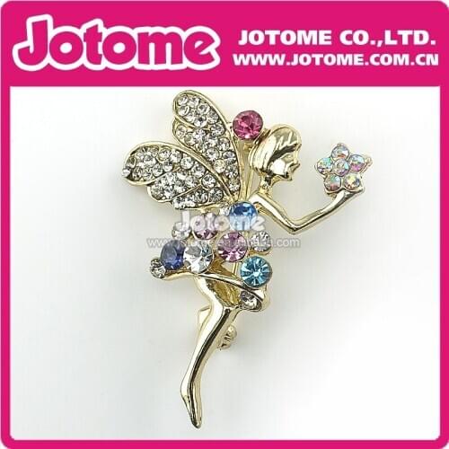 Free Shipping--Hot Selling Shinning Beautiful Design New Style colorful Flower elf Fashion Rhinestone Brooch