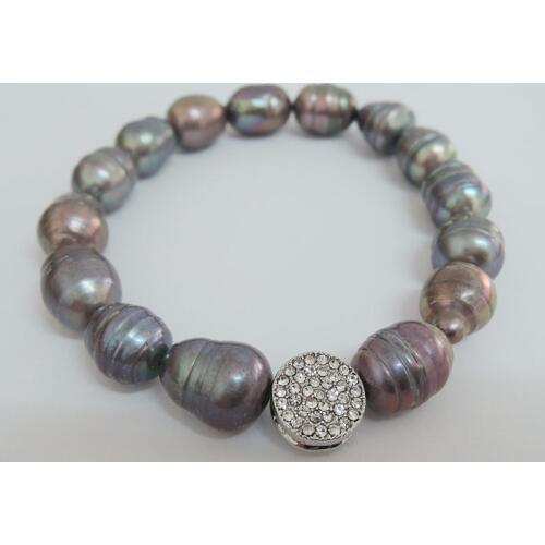 100% nature freshwater pearl bracelet with nice crystal accessory .nice hanger,big rice pearl bracelet .black pearl bracelet