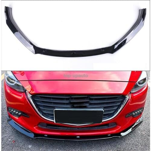 Fit For 2017-2018 Mazda 3 Axela High quality Gloss Black Front Bumper Lip Spoiler Cover Trim 3PCS