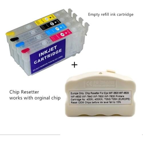 Europe 405 405XL Refill Ink Cartridge with Chip Resetter for Epson Workforce WF-4830 WF-4820 WF-3820 WF-7830 WF-7835 WF-7840