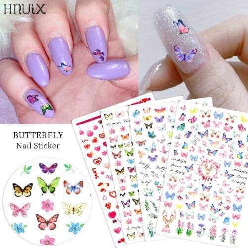 HNUIX 1sheet nail sticker butterfly flower water transfer decal sliders for Nail Art decoration tattoo manicure envelopes tools