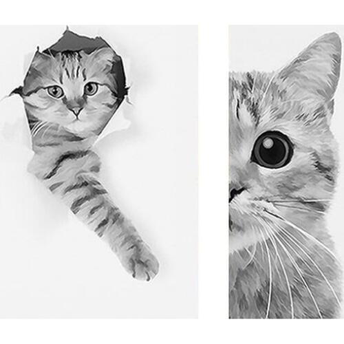 5D DIY Cat Black white picture Diamond Painting animal Full Drill Nouveaute Mosaic Embroidery Cross Stitch home decor