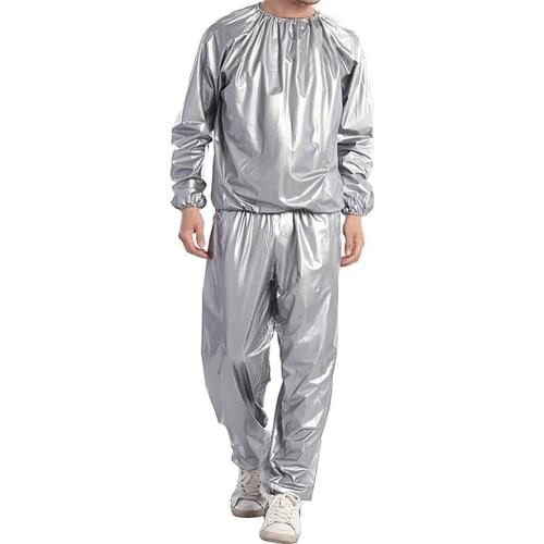 Sweat Sauna Suit Weight Loss Full Body Sweat Sauna Suit Exercise Gym Anti-Rip PVC for Men Women Fitness Silver Ion Coating