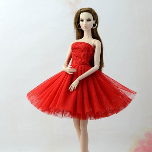 Red Summer Dress Short Dresses For Barbie Doll Clothes Vestidoes Clothes For Barbie Dolls Outfits 1/6 Doll Accessories BJD Doll