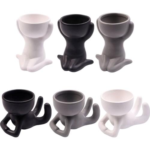 Creative Humanoid Ceramic Flower Pot Vase Plant Pot Ceramic Crafts Fleshy Flower Vase Home Decoration Desktop Plant Pot