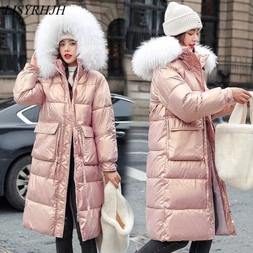 LISYRHJH -30 Degrees Snow Wear Long Parkas Winter Jacket Women Fur Hooded Clothing Female Fur Lining Thick Winter Coat Women
