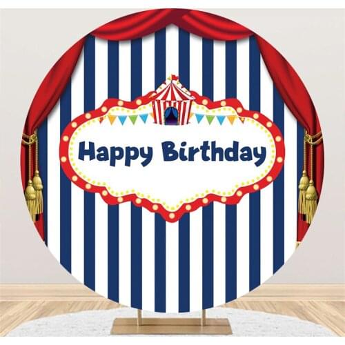 Cartoon Circus Stripes Theme Circle Backgrounds Baby Shower Photography Birthday Party Photozone Photo Round Backdrop Banner