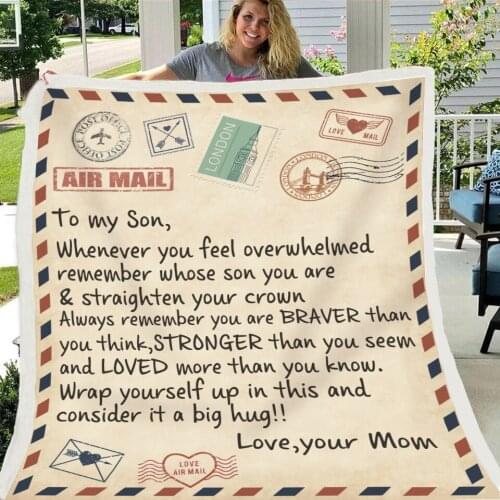 To My Daughter Wife Son Dad Letter Blanket Sherpa Fleece Warm Soft Bed Couch Nap Throw Blanket Home Decor Blankets
