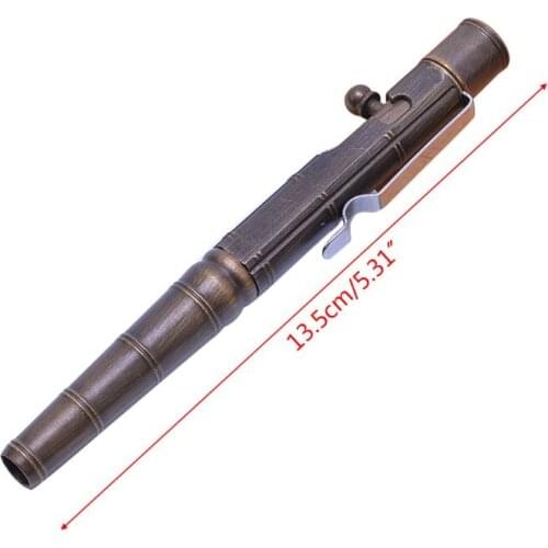 R9UA Solid Brass Gel Ink Pen Retro Bamboo Node Bolt Action Writing Tool School Office Stationery Supply