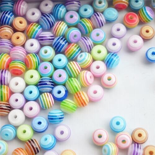 Mixed Stripe Resin Beads Round Beads For Making Bracelet & Necklace Accessories Gifts 6mm Dia Fine DIY Beads Jewelry 1000PCs/lot