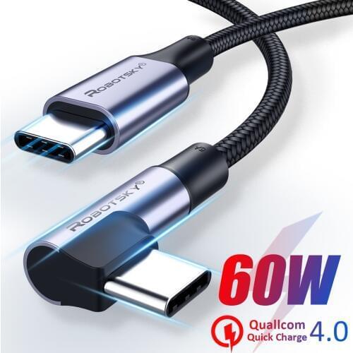 Robotsky USB C to USB Type C Cable For Samsung S20 PD 60W Cable For MacBook Pro iPad Pro 2020 USB-C Fast USB Charging Cord