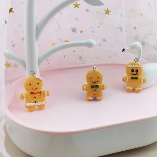 20pcs Cute Simulation Biscuit People Resin Charms Patch For Jewelry Making Fashion Cookies Earrings Pendants Keychain Floating