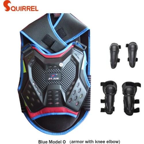 Blue 4-15 years Body Vest Armor Motocross Armor Jacket Roller skating Knee elbow guard