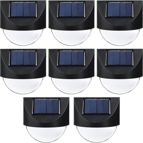 Solar Fence Lights, 8 Pack Waterproof Solar LED Outdoor Wall Lighting For Deck Steps Patio Walkway Garden(Warm White)