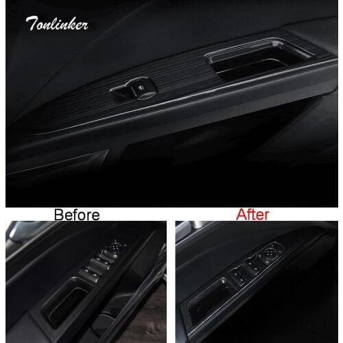 Tonlinker Cover Case Stickers for Ford MENDEO 2013-18 Car Styling 4 PCS Stainless steel Door Windows lift Button Cover stickers