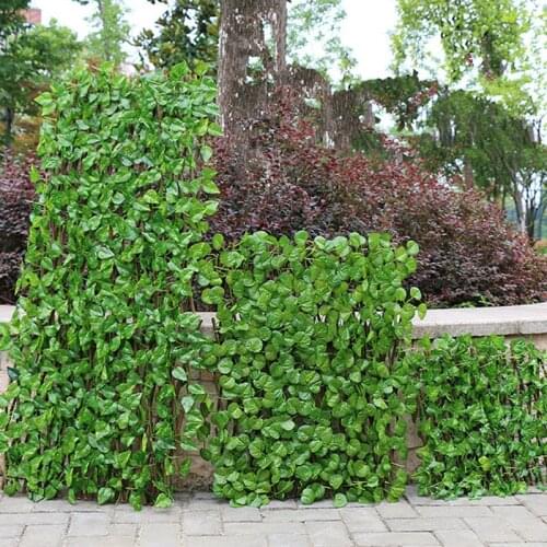 Retractable Garden Fencing Trellis Artificial Wood Vines Climbing Frame Outdoor Decor Plant Fence Greenery Walls Hanging Panels