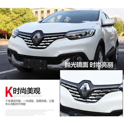 Yimaautotrims Chrome Front Head Grille Grill Lid Decoration Cover Kit Trim 7 Pcs / Set Fit For Renault Kadjar 2016 2017 2018 ABS