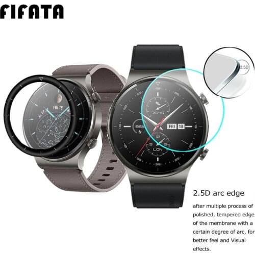 FIFATA Full Coverage 3D Curved / Tempered Glass / HD Clear TPU Screen Protector Film For Huawei Watch GT 2 Pro GT2 Pro GT 2pro