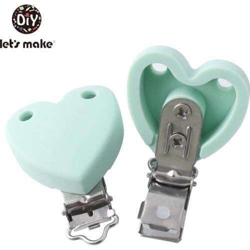Pacifier Clips Making Heart Shape Food Grade Silicone Teething BPA Free Silicone Teether Nursing Dummy Clip Chain Baby Teether