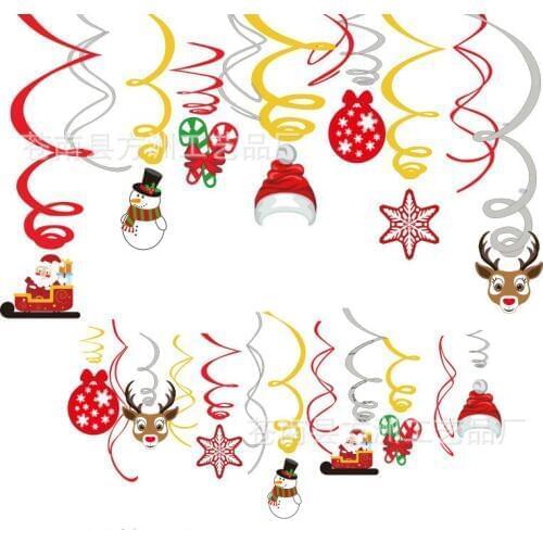 1 Set Christmas Spiral Decorations For Home Santa Claus Elk Hanging Pendants Cristmas Ornaments Natal Navidad Xmas Decor