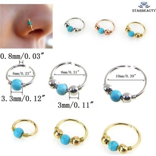 16G Green Stone Hoop Helix Piercing Ear Cartilage Surgical Steel Septum Clickers Nose Ring Nipple Tragus Daith Migraine Piercing