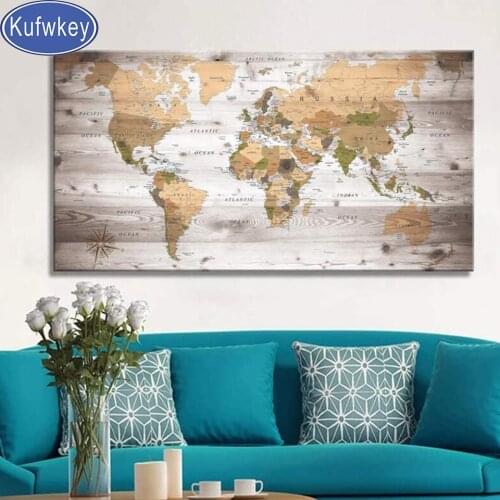 Grey map of The World Painting 5d diy diamond painting full square round drill diamond embroidery rhinestone needlework Large
