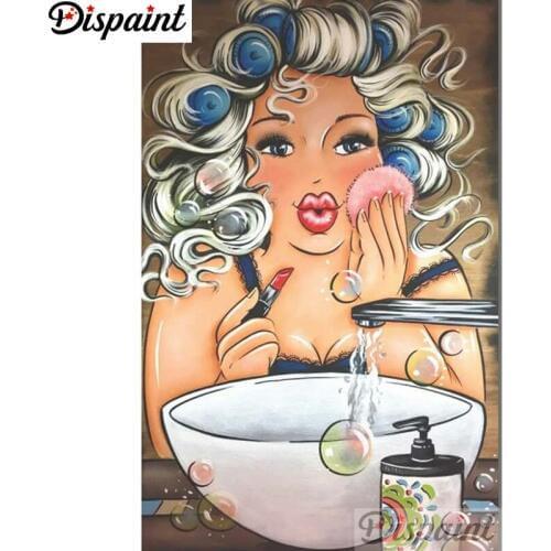 Dispaint Full Square/Round Drill 5D DIY Diamond Painting "Cartoon woman" 3D Embroidery Cross Stitch 5D Home Decor A18394