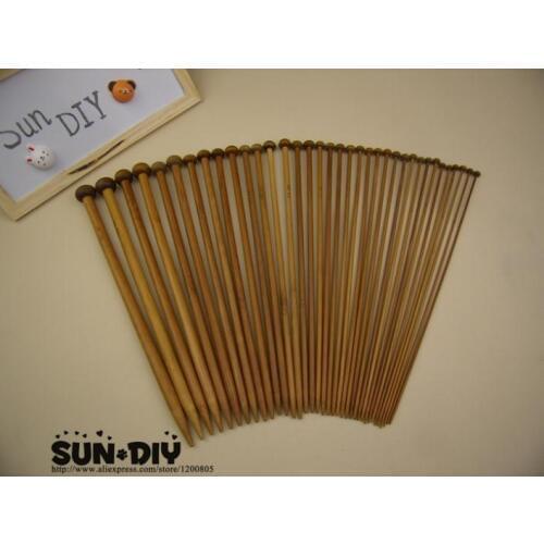 Free shipping Single-pointed Bamboo knitting needles 25,35cm 18 pairs/sizes 2.0-10.0mm for DIY crafts knitting needlework
