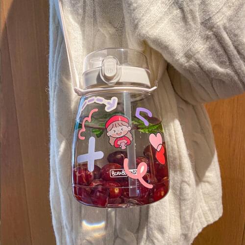 1100/1300 ML Water Bottles 37/44 Oz Super Large Capacity Double Drink with Straw Water Bottle Water Bottle Plastic Water Cup