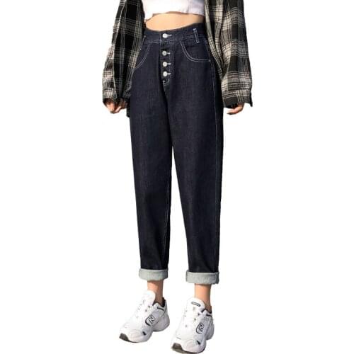 Jeans for Girls 2021 new Pants Slim Design Loose High Waist Ankle-Length Pants Vintage Streetweat Women Denim Trousers