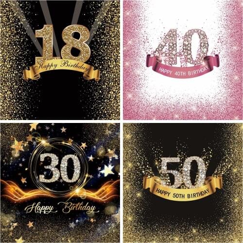 Happy Sweet 18th 25 30 40 50 55th Birthday Party Gold Dot Party Banner Photo Background Photophone Photo Backdrop Photostudio