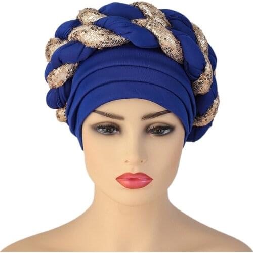 African Headtie 2021 New Fashion Style African Women Sequined Caps African Hats