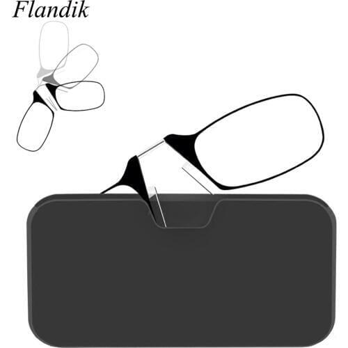 Mini Nose Clip Portable SOS Reading Glasses With Case Phone Stands Thin Optics Stylish Presbyopic Glasses +1.00+1.50 +2.00 +2.50