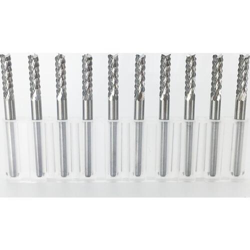 10pcs PCB milling cutter 0.4mm-3.175mm fish tail milling cutter corn milling cutter tungsten carbide mini end mill engraving