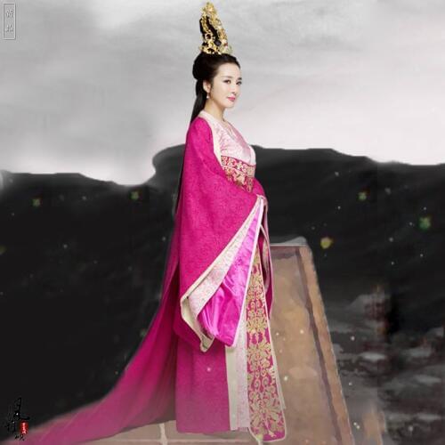 Empress Yuan Zhen DuGu Man Tuo Pink Tailed Hanfu Costume for TV Play The Legend of DUGU Drama Costume Stage Performance Hanfu