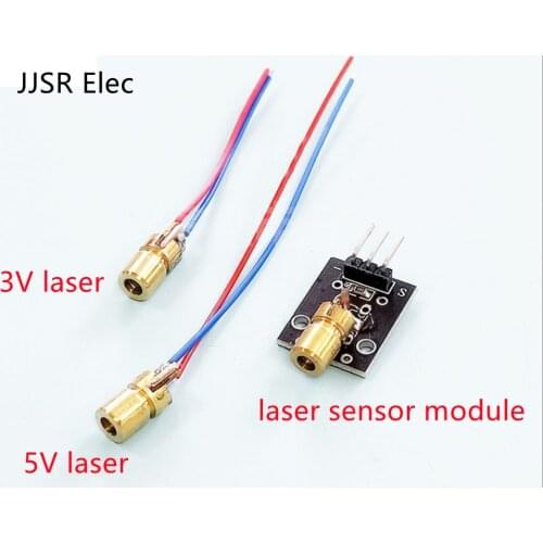 5pcs 3V 5V laser head laser diode dotted red copper semiconductor laser tube 6MM outer diameter