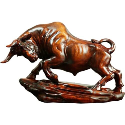 LS030 - 16 *6.1*9.3 CM Hand Carved Boxwood Figurine Carving: Buffalo Ox