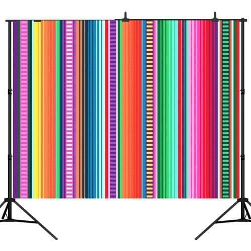 Lyavshi Mexican Stripes Photography Backdrop Colorful Mexico Stripes Table Cover Party Supplies Mexican Theme Party Banner