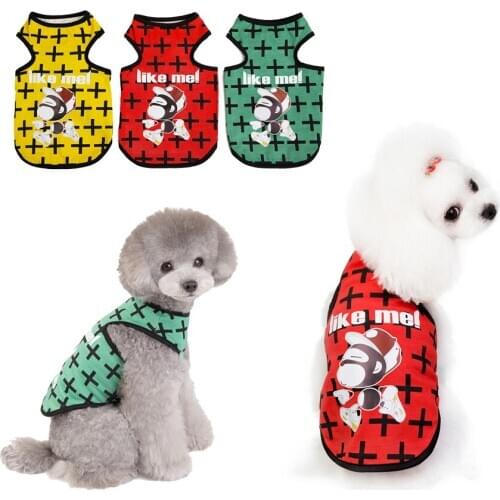 Dog Clothes Summer Shirts for Small Dogs Cat Costume Clothing Cartoon Dog Vest Summer Shirt Medium Dogs Shirts Cotton Puppy Cat