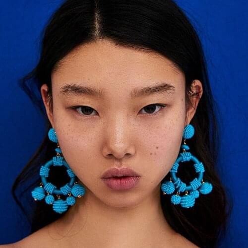 Wholesale 8 Colors Fashion Drop Earrings Acrylic Earrings Beaded Jewelry Making Balls Dangle Earrings Women Engagement Jewelry