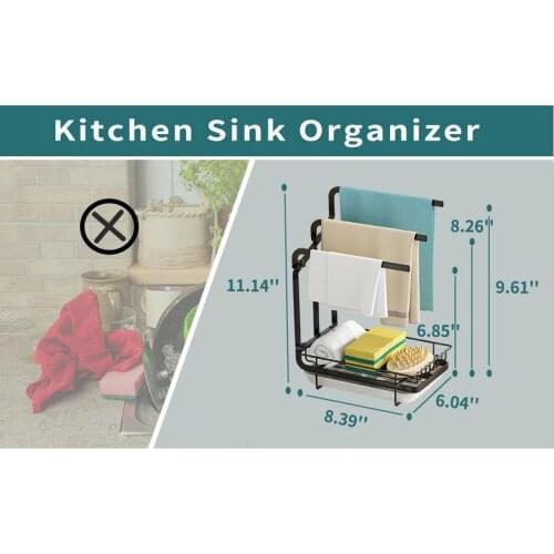 Free Standing Drying Rack Kitchen Dishcloth Rack with Drain Pan Storage